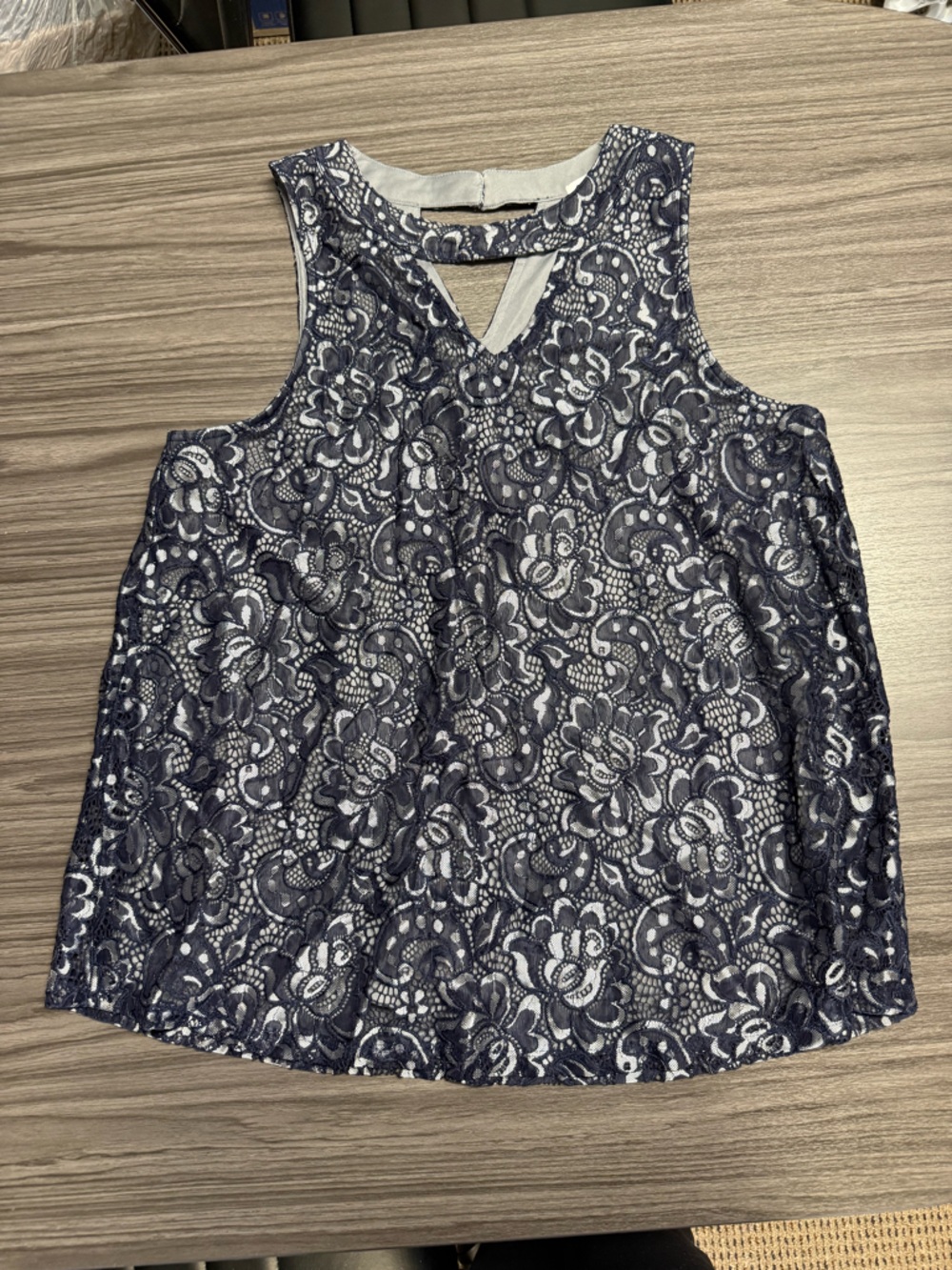 Maurices Navy Floral Lace Overlay Sleeveless Camisole